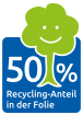 50% Recycling Anteil 50% Recycling Anteil